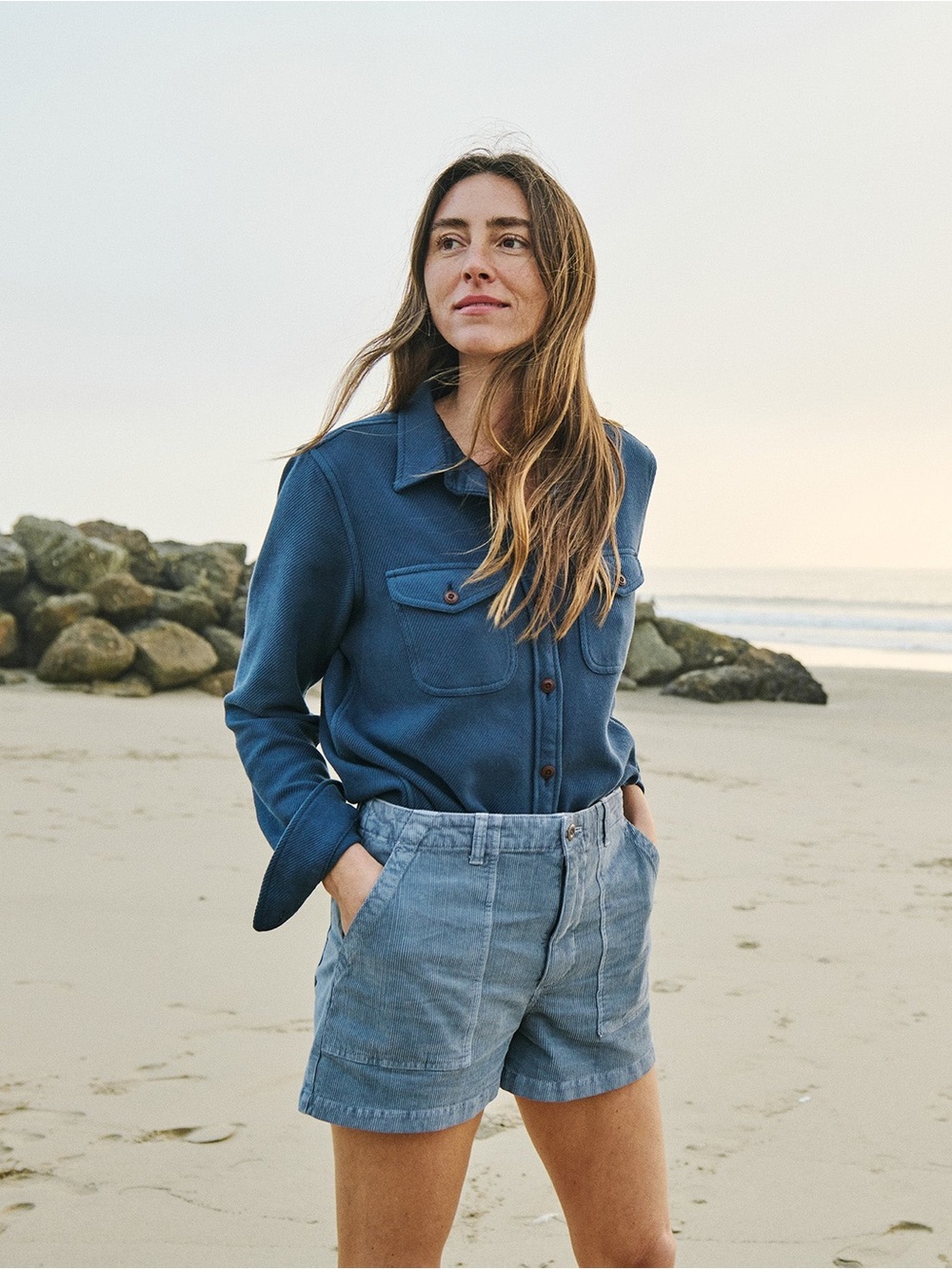 NWT Outerknown Women’s Blanket Shirt Marine Blue Organic Cotton XS